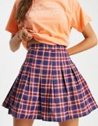 Daisy Street Mini Tennis Skirt In Retro Check-navy