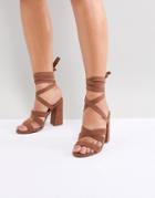 Asos Design Halliwell Block Heeled Sandals - Brown