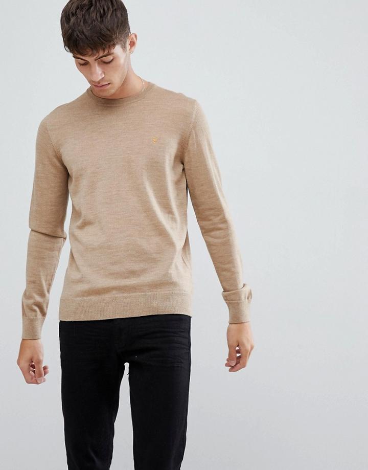Farah Mullen Merino Wool Sweater In Sand - Tan