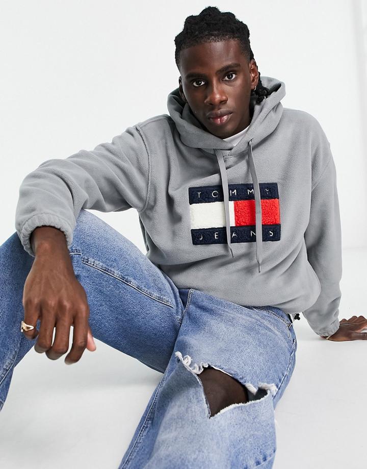 Tommy Jeans Cozy Capsule Polar Fleece Hoodie In Gray-grey