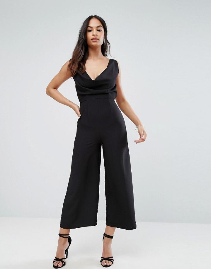 Asos Jumpsuit With Cowl Neck - Black