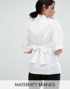 Mama. Icious Tie Detail Tailored Shirt - White