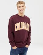 New Look Sweat With Colorado Print In Burgundy - Red