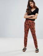 Pieces Ivalo Brushmark Printed Pants - Brown