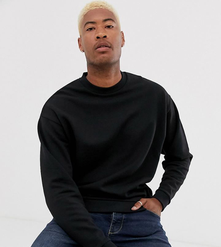 Asos Design Tall Oversized Sweatshirt In Black