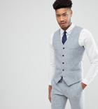 Noak Tall Skinny Vest In Harris Tweed - Blue