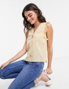 Mango Floral Blouse With Frill Sleeves In Yellow