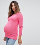 Asos Maternity Sweater With Crew And Panel Detail - Pink