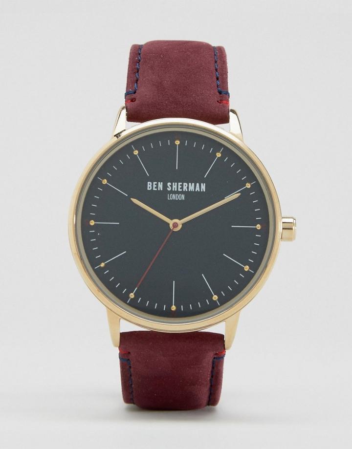 Ben Sherman Burgundy Leather Watch - Brown