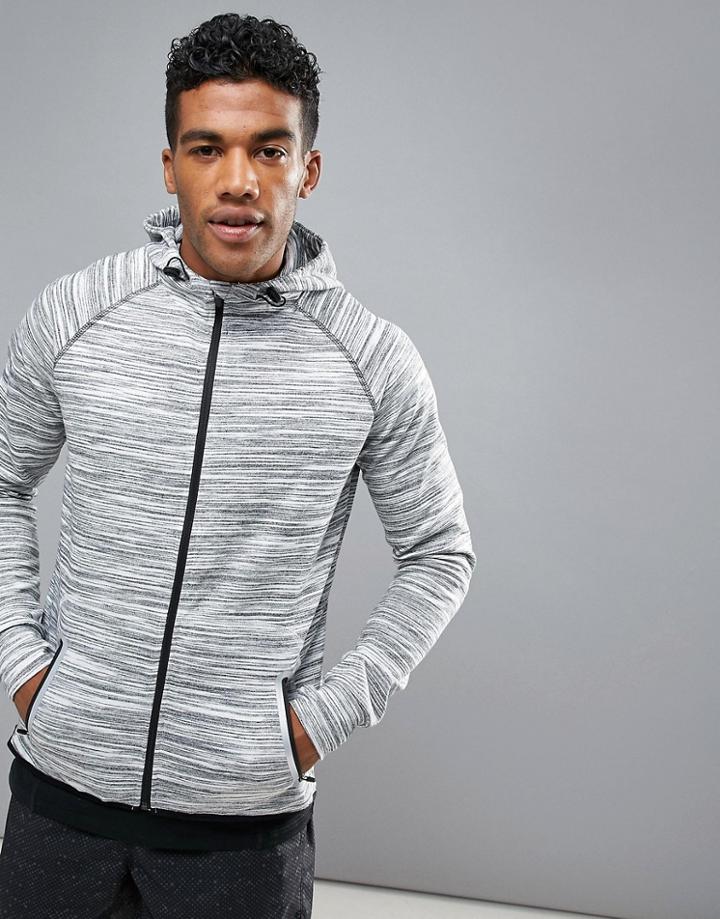 Threadbare Active Chevron Gym Zip Hoodie - Gray