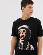 Asos Design Elton John Relaxed Fit T-shirt With Photographic Print-black