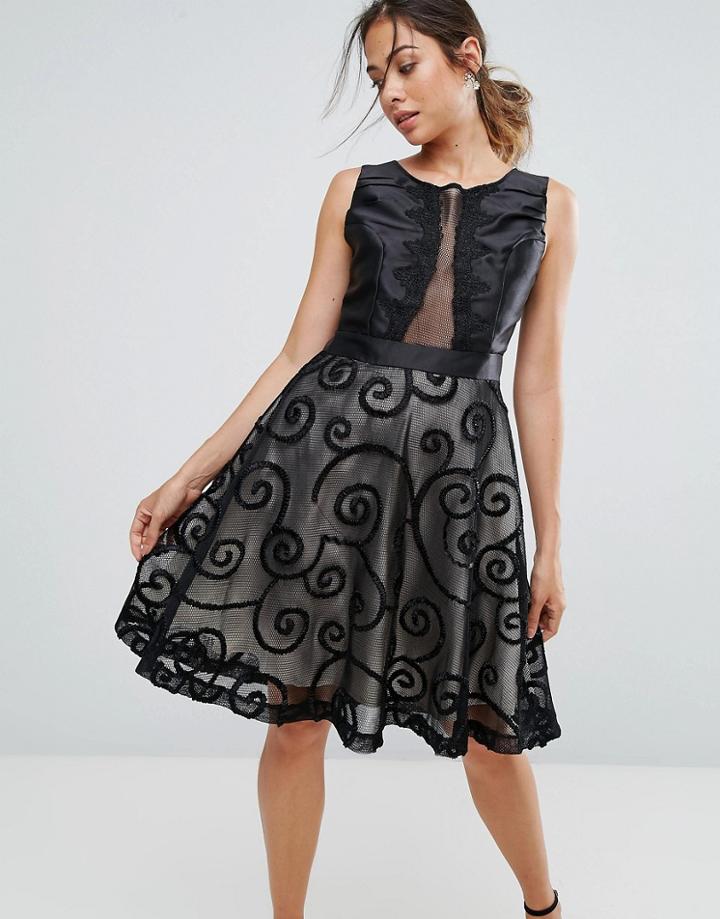Amy Lynn Prom Dress With Brocade Detail - Black
