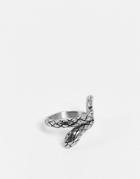 Asos Design Stainless Steel Ring With Wraparound Snake In Silver Tone
