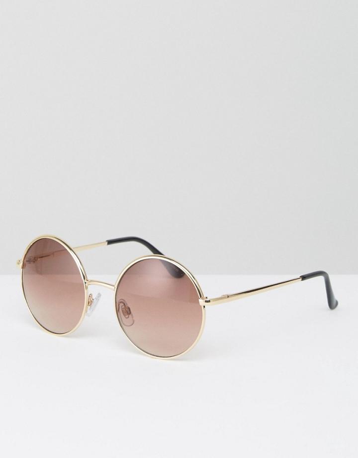 Monki 90s Round Sunglasses - Gold