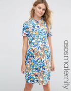 Asos Maternity Skater Dress In Bold Floral - Multi