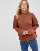 Only Babylou Wool Blend High Neck Knit Sweater - Copper