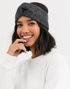Monki Knitted Headband In Gray