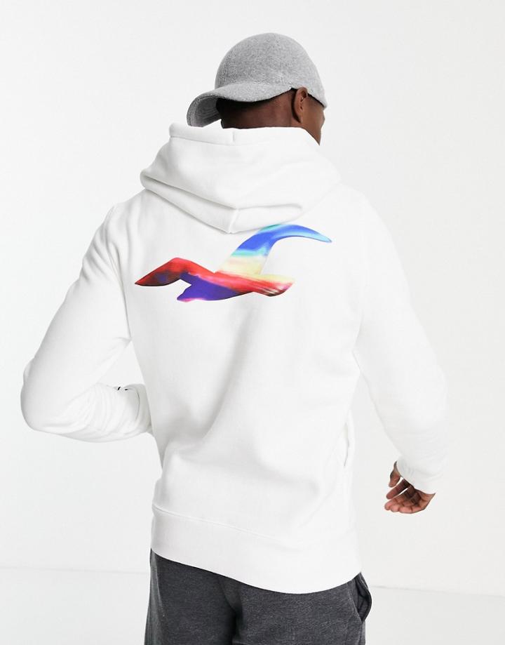 Hollister Back And Sleeve Print Hoodie In White - Part Of A Set