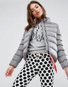 Love Moschino Tube Quilted Funnel Neck Jacket - Gray