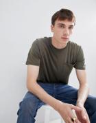 Selected Homme Pocket T-shirt In Washed Jersey - Green