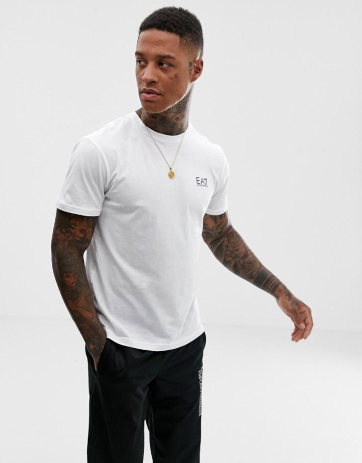 Ea7 Small Logo T-shirt In White - White