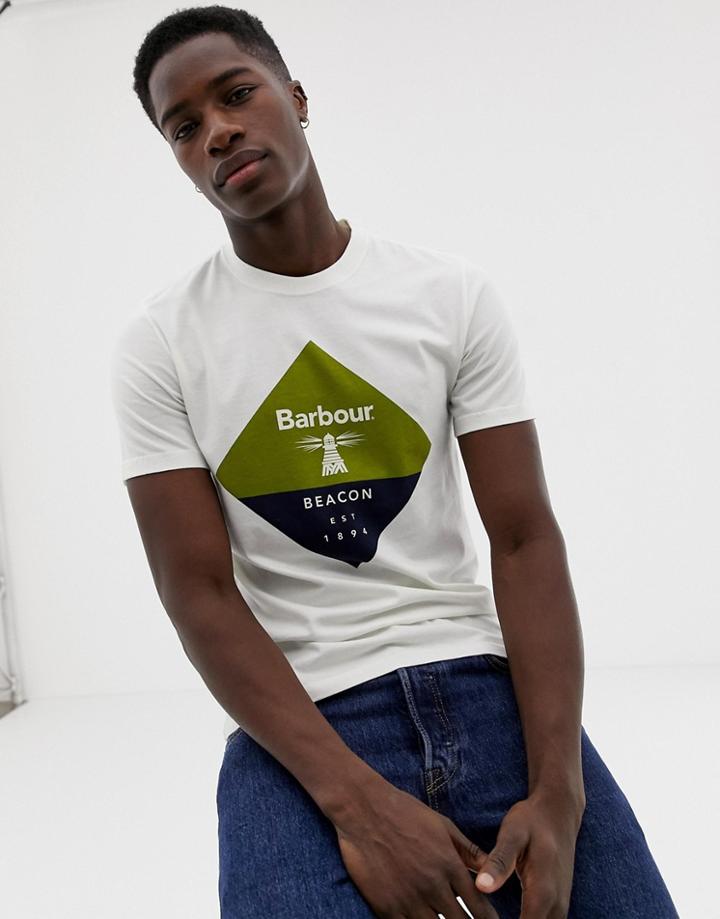 Barbour Beacon Diamond Large Logo T-shirt In Off White