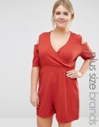 Pink Clove Cold Shoulder Playsuit - Red