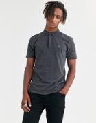 Allsaints Suspender Ramskull Logo Polo Shirt In Dark Gray