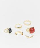 Glamorous Multipack Stone Rings In Gold