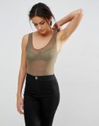Asos Mesh Scoop Back Body - Khaki