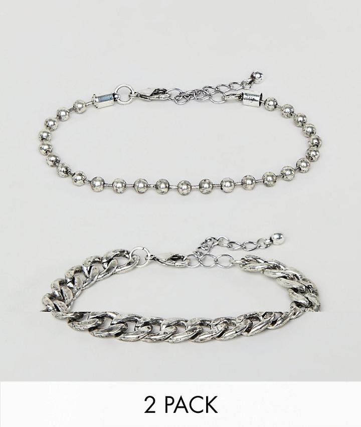 Designb Silver Chain Bracelets In 2 Pack - Silver