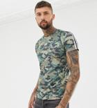 Mauvais Muscle Logo T-shirt In Camo With Side Stripe - Black
