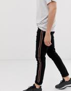 River Island Skinny Jeans With Side Taping In Black - Black
