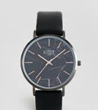 Limit Faux Leather Watch With Marble Face 38mm Exclusive To Asos - Black
