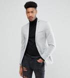 Asos Design Tall Super Skinny Blazer In Gray Jersey - Gray