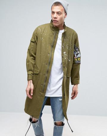 Heros Heroine Military Jacket With Patching - Green