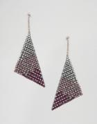 Asos Design Earrings In Ombre Crystal Chainmail Design - Silver