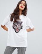 Ax Paris Embellished Tiger T-shirt - White