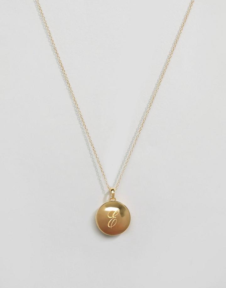 Carrie Elizabeth 14k Gold Vermeil Engraved E Initial Locket With Diamo