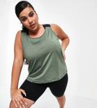 Simply Be Active Tank With Open Back In Khaki-multi