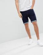 Asos Design Denim Shorts In Super Skinny Indigo - Blue