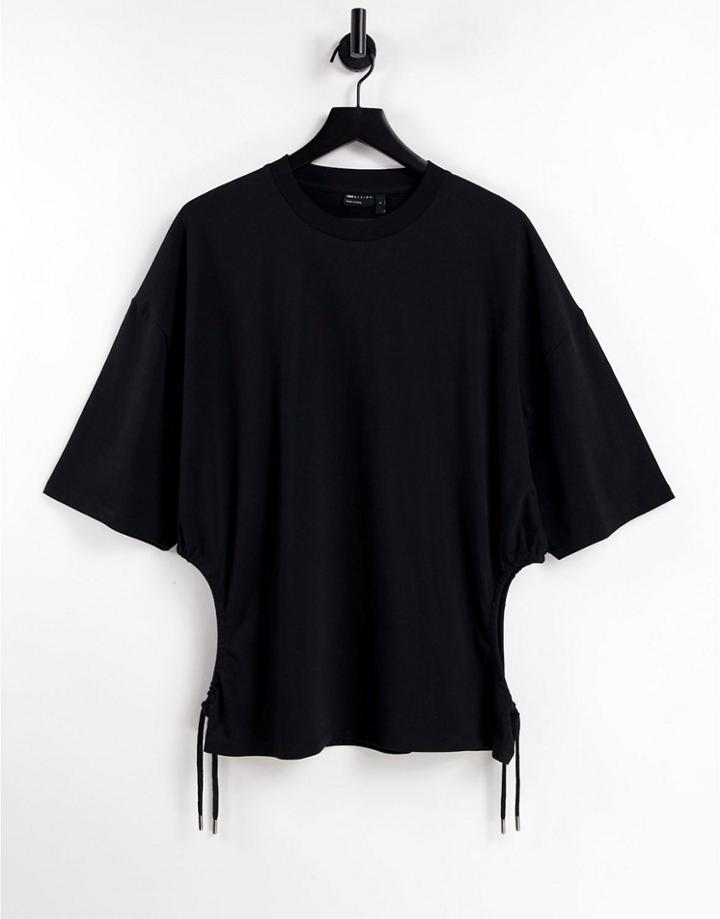 Asos Design Oversized T-shirt With Side Cut Outs In Black