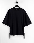 Asos Design Oversized T-shirt With Side Cut Outs In Black