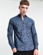 Bolongaro Trevor Kaleidoscope Skinny Fit Leopard Print Shirt-navy