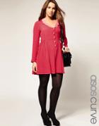 Asos Curve Collar Dress With Scallop Detail - Brown