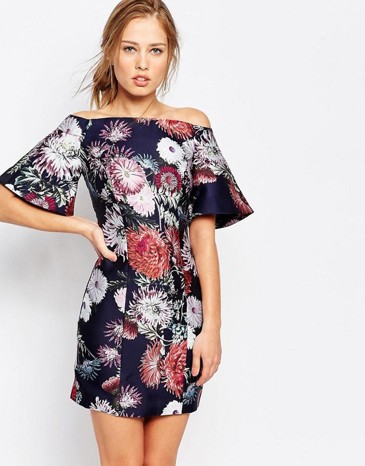 Keepsake Printed Off Shoulder Dress - Multi