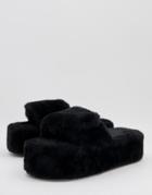 Asos Design Zala Chunky Flatform Slippers In Black