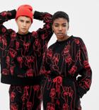 Collusion Unisex X Rene Matic Oversized Printed Sweatshirt In Black - Black