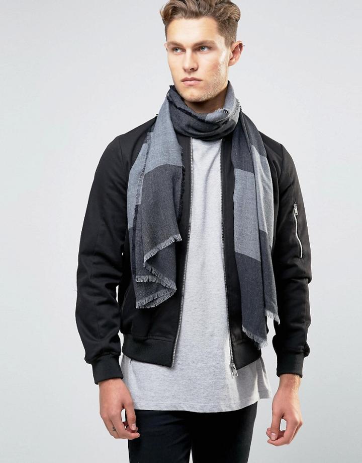 Esprit Woven Scarf In Two Tone - Navy