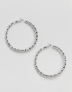 Steve Madden Patterned Hoop In And Out Earrings - Silver